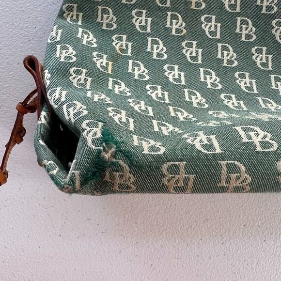 Dooney & Bourke Satchel Handbag Signature DB Denim Leather Trim Carry On Bag - Picture 12 of 16